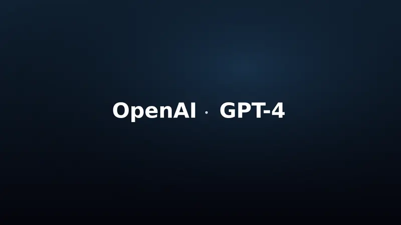 White text reading “OpenAI · GPT-4” appears centered on a dark blue-black background.