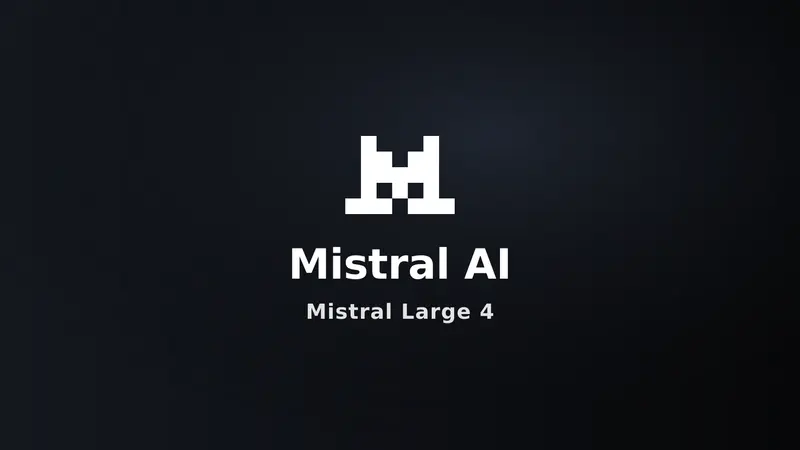 A dark screen displays the white Mistral AI logo above the text “Mistral Large 4.