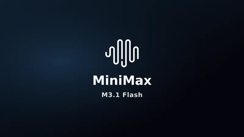 The MiniMax logo appears above the words “MiniMax” and “M3.1 Flash” on a dark background.
